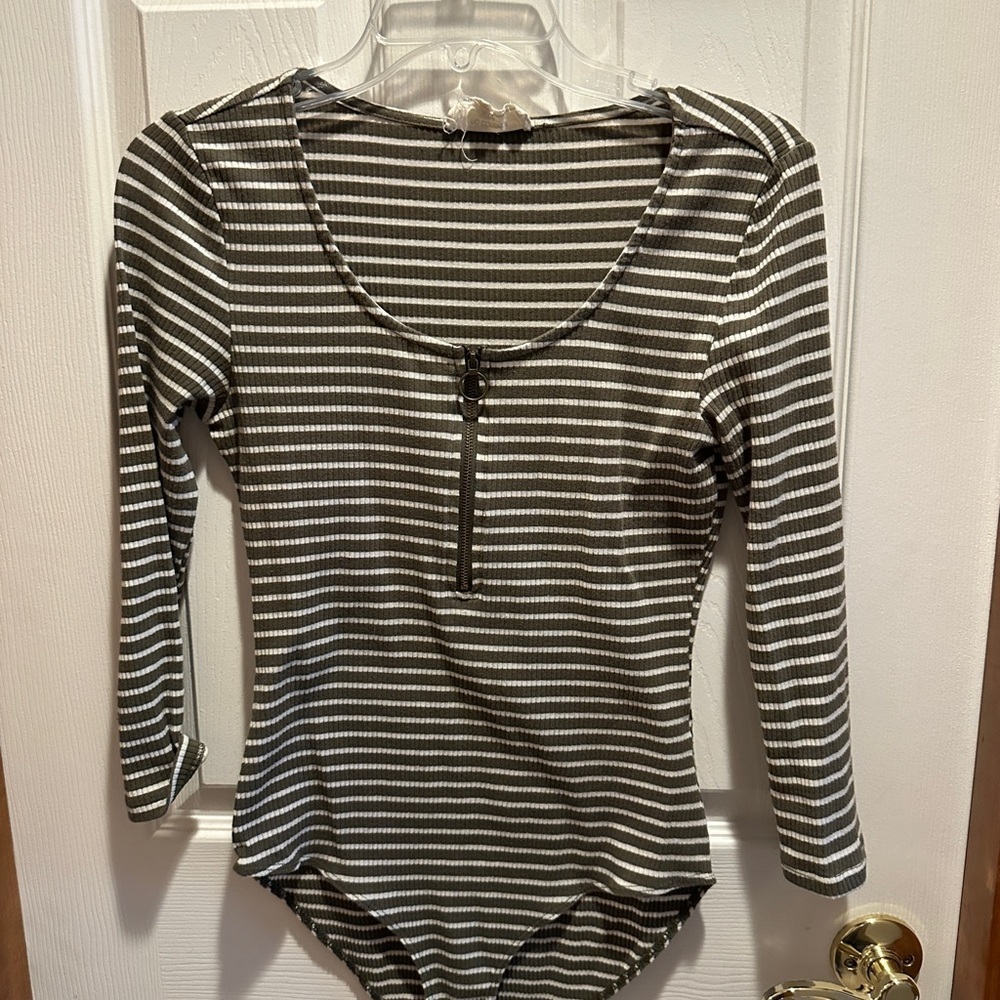 Striped Black and White Bodysuit
